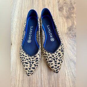 Rothys Leopard The Point Brown Tan Flats Sz 7 EUC